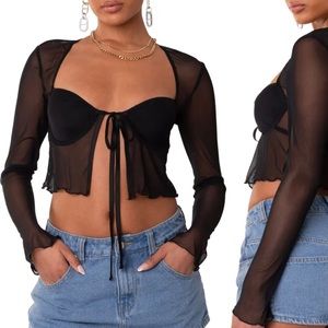 Black long sleeve mesh edikted top
